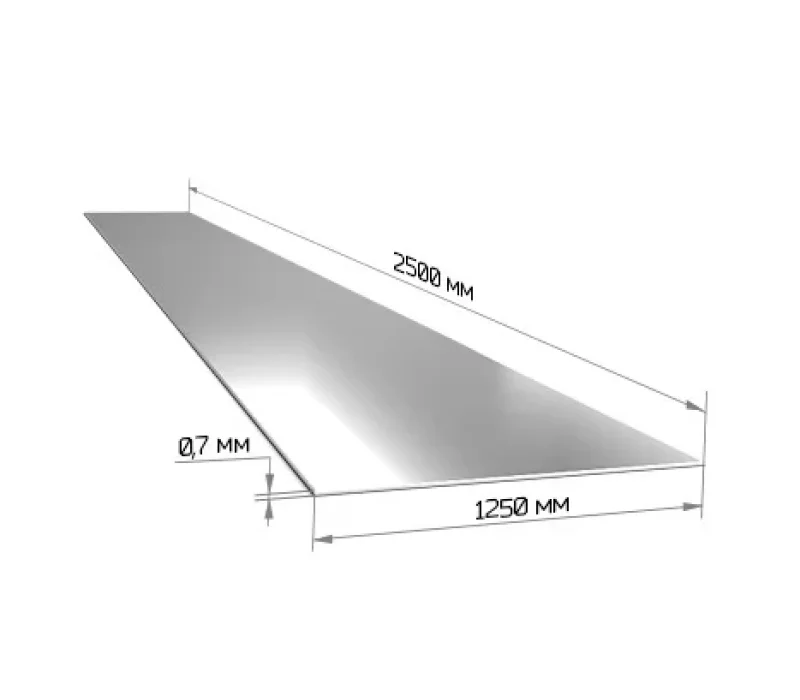 Купить Лист оцинкованный 0.7 мм 1250х2500 мм