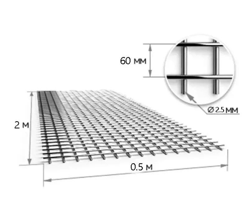 Купить Сетка сварная в картах 500х2000 мм (60х60х4,5 мм)