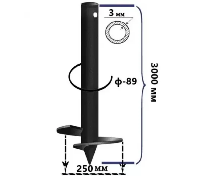 Купить Винтовая свая 89х250х3000 мм