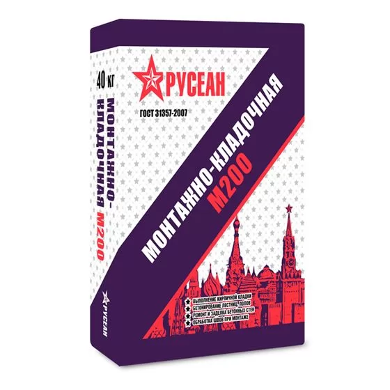 Купить Сухая смесь М-200 монтажно-кладочная, Русеан 40 кг
