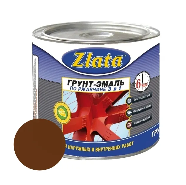 Купить Грунт-эмаль по ржавчине шоколадная 1,8 кг Zlata