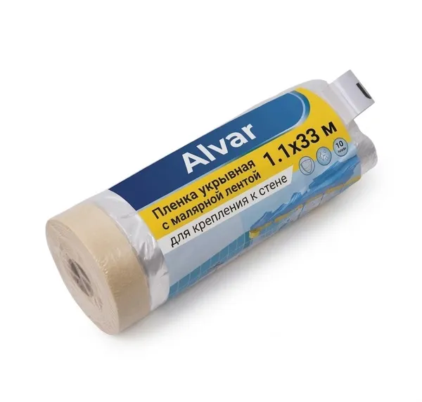 Купить Пленка укрывная Alvar 1.1х33 м с малярной лентой
